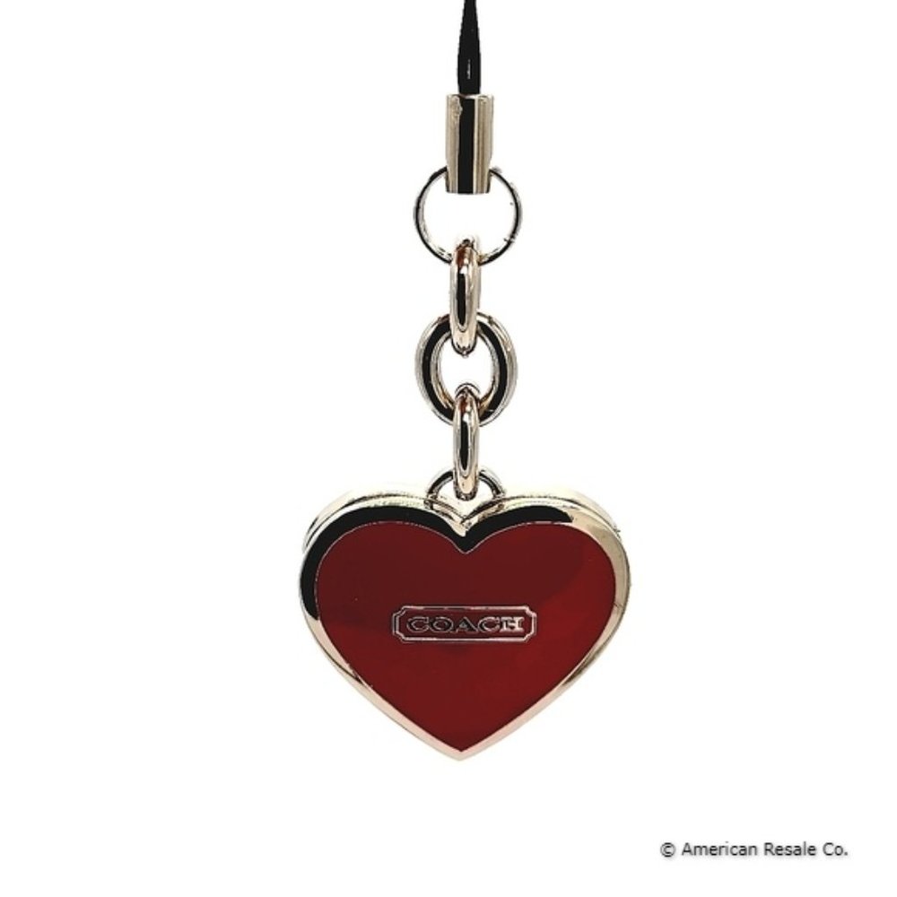 COACH Red Enamal Heart Locket Lanyard Cell Phone/Purse Charm, Keychain Fob #1657 - Picture 4 of 9